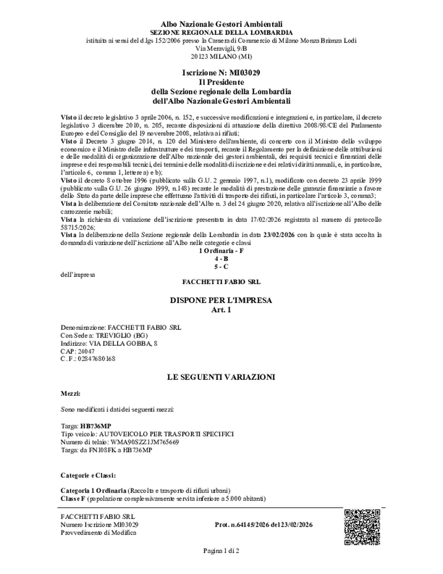 Integrazione mezzo HB736MP