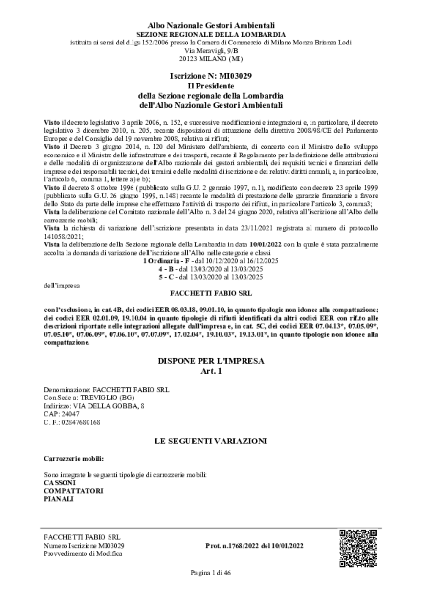 Integrazione mezzo XA 988 RG