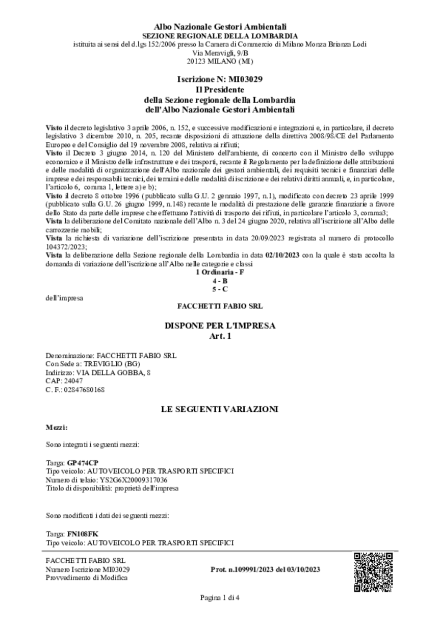 Integrazione mezzo GP474CP